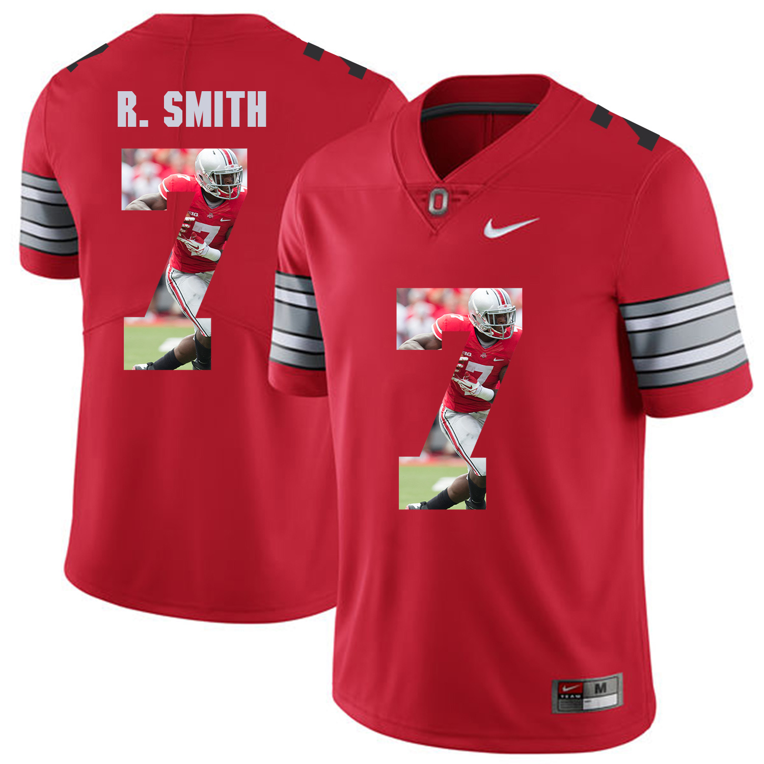 Men Ohio State #7 R.Smith Red Fashion Edition Customized NCAA Jerseys->customized ncaa jersey->Custom Jersey